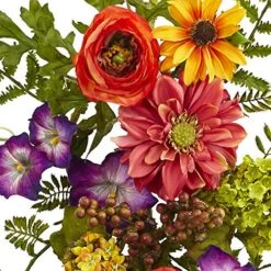 Nearly Natural 24-Inch Spring Garden Wreath With Twig Base, Multicolored/Green & 4578 Garden Flower Teardrop,24" 7 Nearly Natural 24-Inch Spring Garden Wreath With Twig Base, Multicolored/Green & 4578 Garden Flower Teardrop,24" -Organic Plant Shop 61WOAIq9eaL