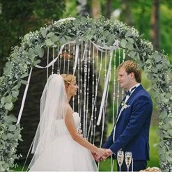 Winlyn 5.9' Long Faux Eucalyptus Leaves Greenery Garland Artificial Silver Dollar Eucalyptus Garland In Grey Green Wedding Arch Swag Backdrop Garland Doorways Table Runner Garland Indoor Outdoor -Organic Plant Shop 61XEwTkyDyL