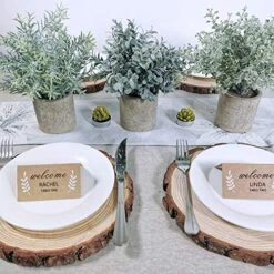Winlyn Mini Potted Plants Artificial Flocked Eucalyptus Boxwood Rosemary Greenery In Pots Faux Potted Herbs Small Houseplants 8.8"-10" Tall For Indoor Greenery Tabletop Décor Centerpiece 3 Pack -Organic Plant Shop 61XmqHSDk4L