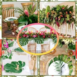 92pcs Palm Leaves Artificial Plant Kit Fake Leaves Jungle Party Decorations Monstera Deliciosa Faux Palm Fronds Tropical Plants Greenery Hawaiian Luau Party Supplies Wedding Decor Beach Theme -Organic Plant Shop 61ZmuueGnVL