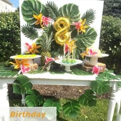 Hopeak Artificial Palm Leaves, 24 Pieces Large Palm Leaves For Hawaiian Luau Party Jungle Beach Theme Party Birthday Party Table And Wall Decorations -Organic Plant Shop 61djFssJ0fL