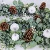 Fall White Pumpkin Garland Artificial Eucalyptus Garland With Pumpkins Pinecones Berries Fall Garland 5.9' L For Farmhouse Wedding Arch Backdrop Thanksgiving Mantel Table Runner Centerpiece Decor
