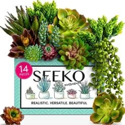 Seeko Artificial Succulents (14 Pack) - Premium Succulent Plants Artificial - Realistic Faux Succulents - Unpotted Textured Fake Succulents Decor For DIY - Fake Plants -Organic Plant Shop 61hhUjBIxpL. AC