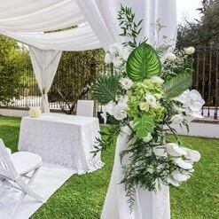 Auihiay 90 PCS 6 Kinds Monstera Leaves Palm Leaves Tropical Party Decorations Jungle Leaf With Stem For Tropical Leaves Decorations Beach Birthday Jungle Party Palm Leaves Decorations -Organic Plant Shop 61kiBSP0jfL