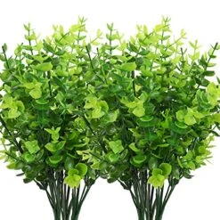 CEWOR 8pcs Artificial Greenery Plants Outdoor UV Resistant Fake Plastic Boxwood Shrubs Grass Stems For Home Wedding Courtyard Indoor And Outside Garden Porch Patio Window Box Farmhouse Decoration