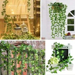 CQURE 24 Pack 168Ft Artificial Ivy Fake Vines,Ivy Garland Greenery Garland Fake Hanging Plants Vines Aesthetic Green Leaves For Bedroom Wedding Party Garden Wall Room Decor -Organic Plant Shop 61mH1JZa7ML