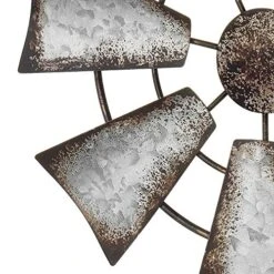 Mkono 11.5" Small Farmhouse Windmill Wall Decor Rustic Iron Wall Hanging Decoration Metal Wall Art Ornament For Bedroom Nursery Living Room Dorm Home -Organic Plant Shop 61mRtgaIIJL
