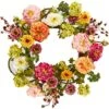 Nearly Natural 24" Peony Wreath, 24in, Mixed