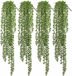 Meiliy 4pcs Artificial Succulent Plants Hanging Succulent Plants Faux Succulents Unpotted Branch String Of Pearls Plant For Home Kitchen Office Wedding Garden Craft Art Decor(28 Inches Each Length) -Organic Plant Shop 61pDIbV6NWL. AC