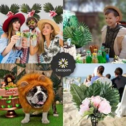 Decopom Palm Leaves Artificial Tropical Monstera-84Pcs 6 Kinds Large Small Green Fake Palm Leaf With Stems For Safari Jungle Hawaiian Luau Party Table Decoration Wedding Birthday Theme Party -Organic Plant Shop 61pNqus0PlL