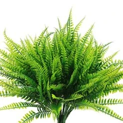 8 Pcs Artificial Boston Fern Plants Bushes Faux Plants Shrubs Greenery UV Resistant For House Office Garden Indoor Outdoor Décor