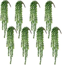 CEWOR 4pcs Artificial Succulents Hanging Plants Fake String Of Pearls For Wall Home Garden Decor (24 Inches Each Length) -Organic Plant Shop 61sv56SyeVL. AC