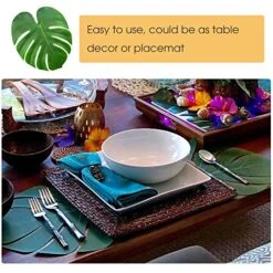 KUUQA 60 Pcs Large 13" Tropical Leaves Artificial Green Monstera Leaves Palm Leaf For Luau Party Hawaiian Aloha Tiki Theme Safari Jungle BBQ Birthday Party Decoration Supplies -Organic Plant Shop 61ukUSqjXYL