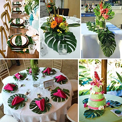 OurWarm 24pcs Large Artificial Tropical Palm Leaves, Faux Safari Leaves Monstera Fake Leaves, Hawaiian Luau Party Jungle Beach Theme Decorations For Birthday Party Safari Table Decorations Supplies 5 OurWarm 24pcs Large Artificial Tropical Palm Leaves, Faux Safari Leaves Monstera Fake Leaves, Hawaiian Luau Party Jungle Beach Theme Decorations For Birthday Party Safari Table Decorations Supplies - Image 5